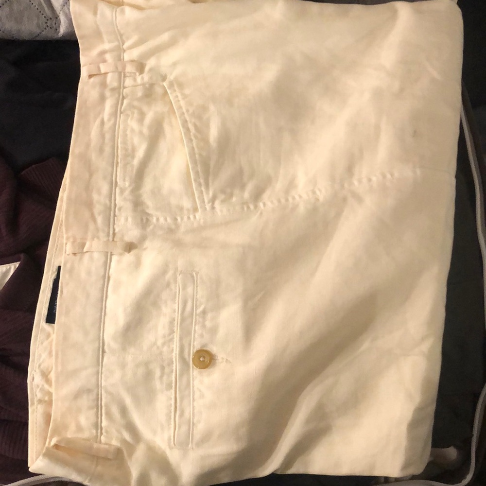 LIGHT Cream DAVID CHU PANTS 36 MADE IN ITALY - COTTON/LINEN